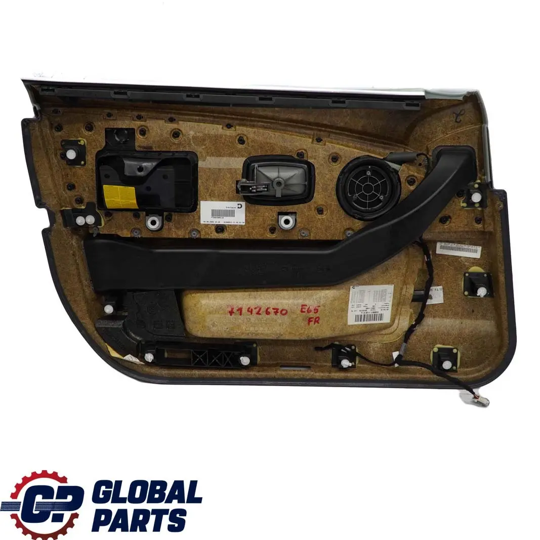 Front Right O/S Door Card Leather Nasca Green Lining Trim to BMW 7 Series E65 E66 with Part number 7142670 BMW 7 Series E65 E66 Front Right O/S Door Card Leather Nasca Green Lining Trim - SKU 7142670 - Part number 7142670