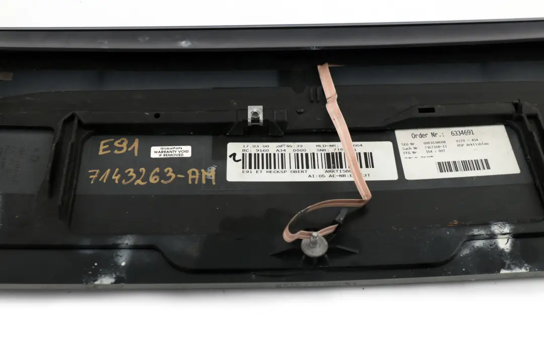 3er E91 Touring Kofferraumdeckel Heckspoiler Arktis Metallic 5162 für BMW mit Teilenummer 7143263 BMW 3er E91 Touring Kofferraumdeckel Heckspoiler Arktis Metallic 5162 - SKU 7143263-AM - Teilenummer 7143263