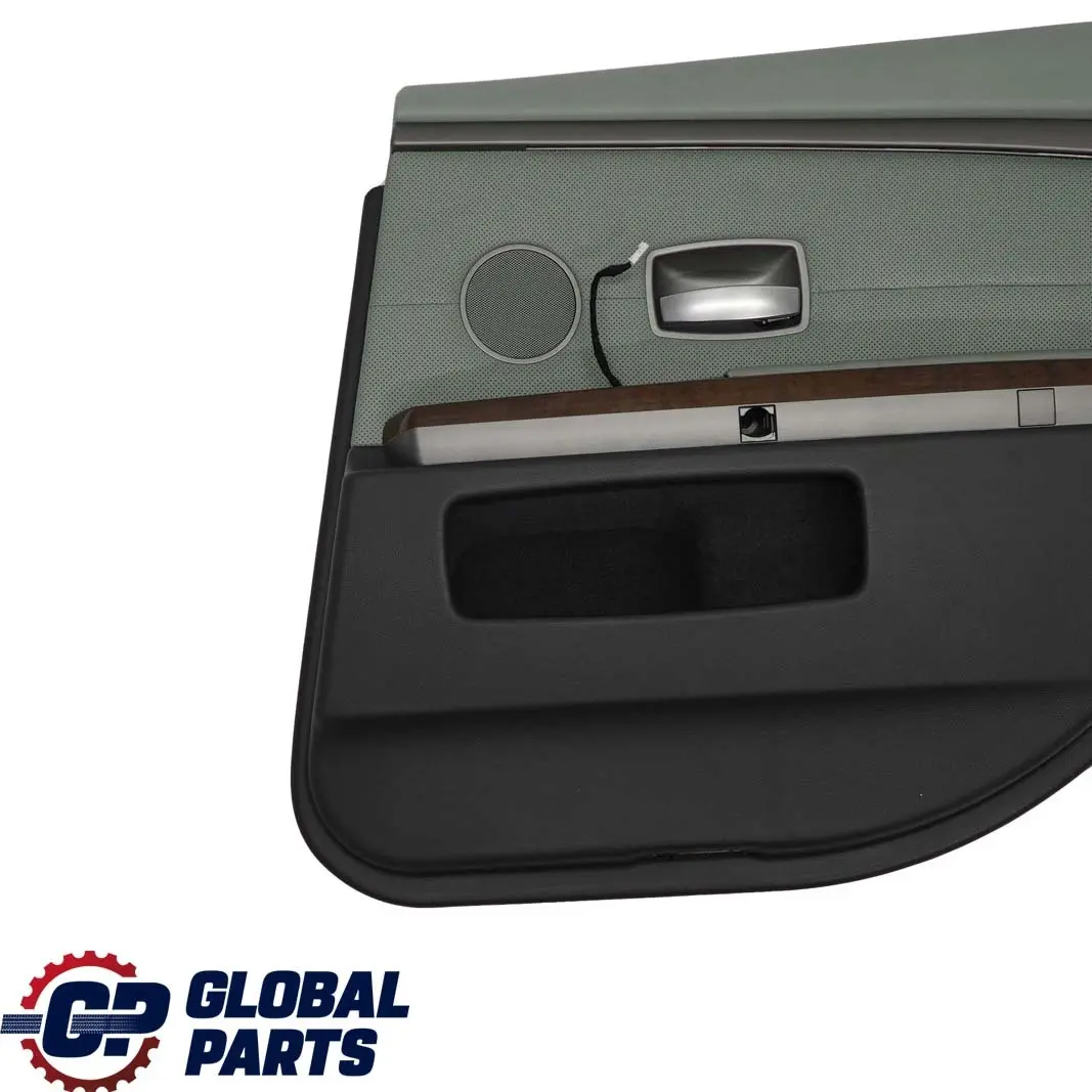 Right O/S Door Card Leather Nasca Green Lining Trim to BMW 7 Series E65 Rear with Part number 7144160 BMW 7 Series E65 Rear Right O/S Door Card Leather Nasca Green Lining Trim - SKU 7144160 - Part number 7144160