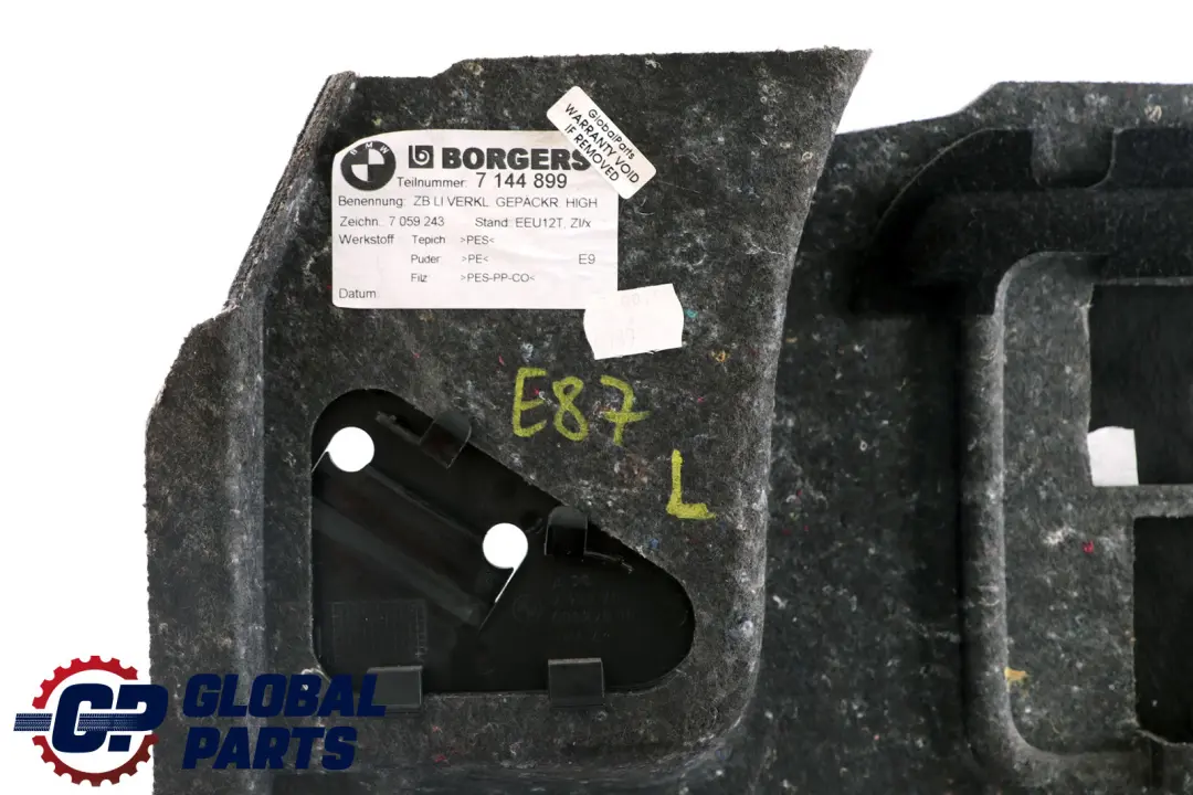 Tapa Maletero Izquierda Panel Embellecedor para BMW E81 E87 con número de pieza 7144899 BMW E81 E87 Tapa Maletero Izquierda Panel Embellecedor - SKU 7144899 - Número de pieza 7144899