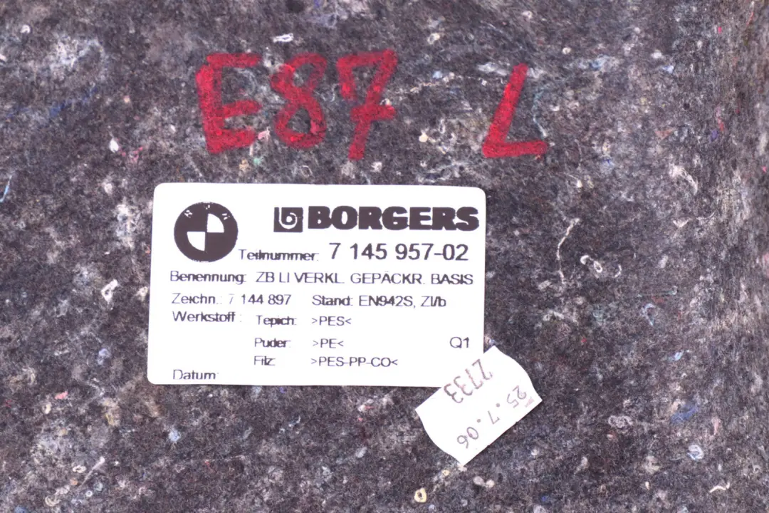 Tapa del maletero Izquierda Panel embellecedor del maletero para BMW E81 E87 LCI con número de pieza 7145957 BMW E81 E87 LCI Tapa del maletero Izquierda Panel embellecedor del maletero - SKU 7145957 - Número de pieza 7145957