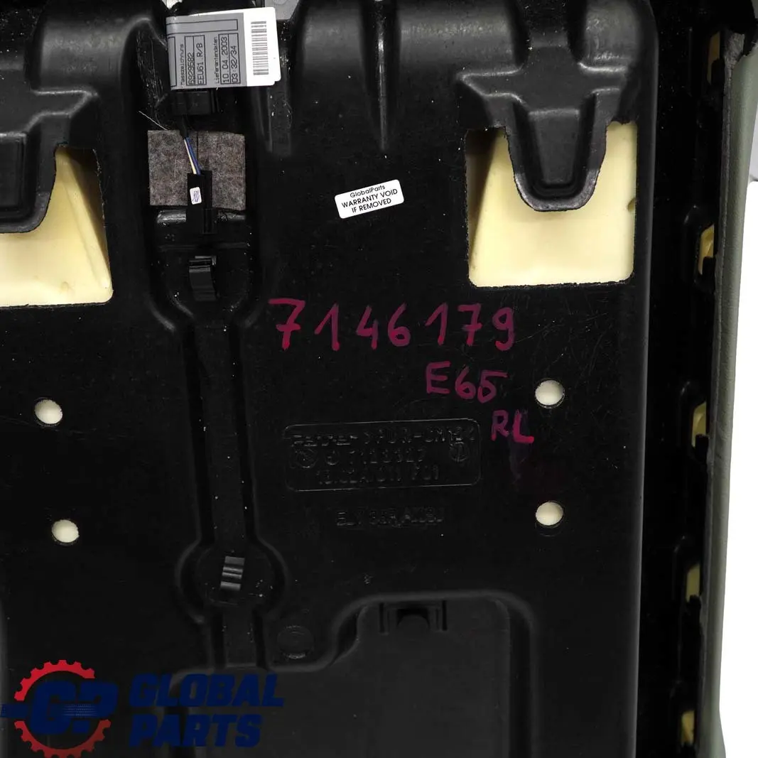BMW E65 Asiento Trasero Izquierdo Funda Respaldo Climatizada Cuero Verde Nasca - SKU 7146179 - Número de pieza 7146179