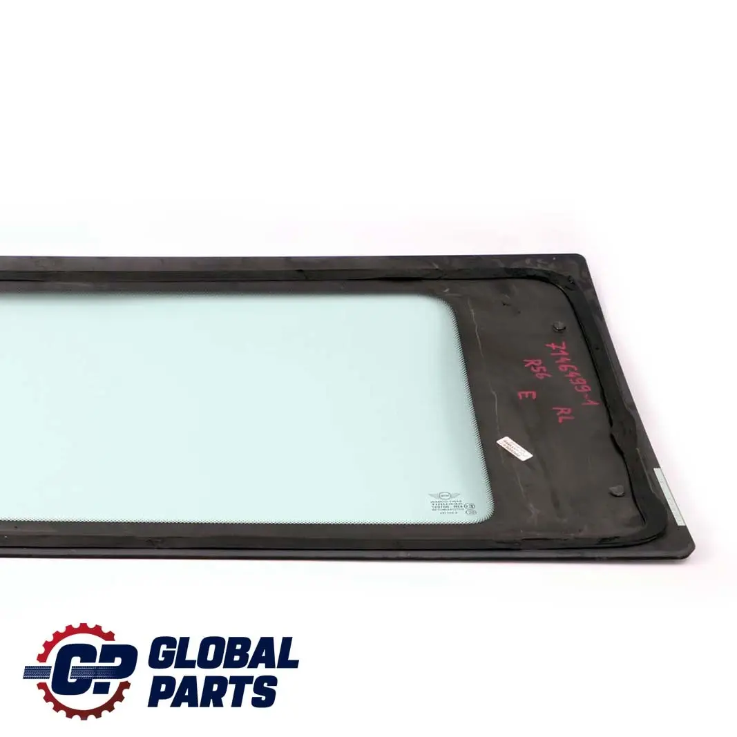 Quarter Side Window Glass Green Rear Left N/S AS2 Glazing to Mini R56 with Part number 7146499 Mini R56 Quarter Side Window Glass Green Rear Left N/S AS2 Glazing - SKU 7146499-1 - Part number 7146499
