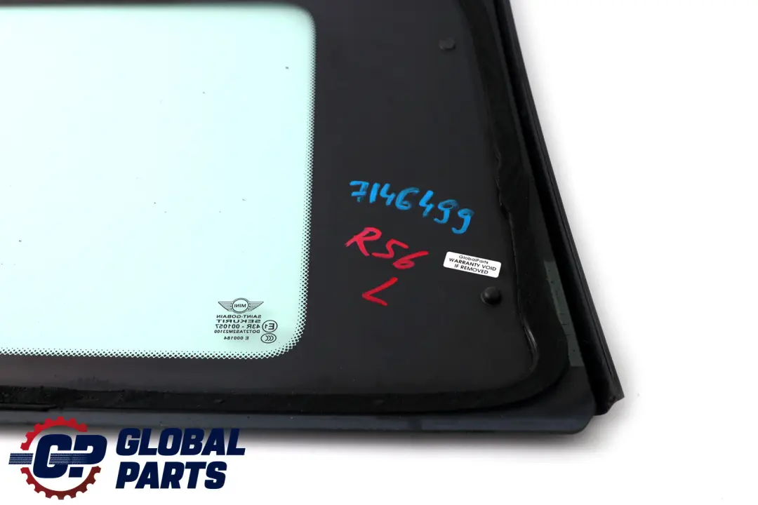Mini Cooper One R56 R56N Quarter Side Window Glass Green Rear Left N/S - SKU 7146499 - Part number 7146499