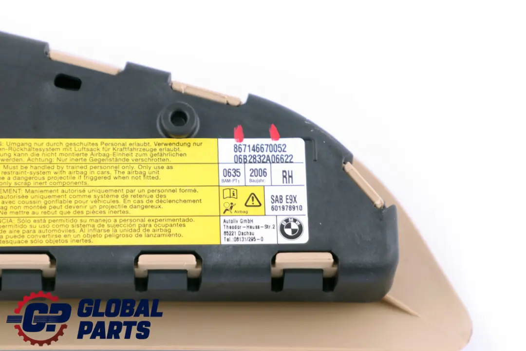 Siège avant droit Side Air Module Beige pour BMW E90 E91 LCI à propos du numéro de pièce 7146670 BMW E90 E91 LCI Siège avant droit Side Air Module Beige - SKU 7146670 - Numéro de pièce 7146670