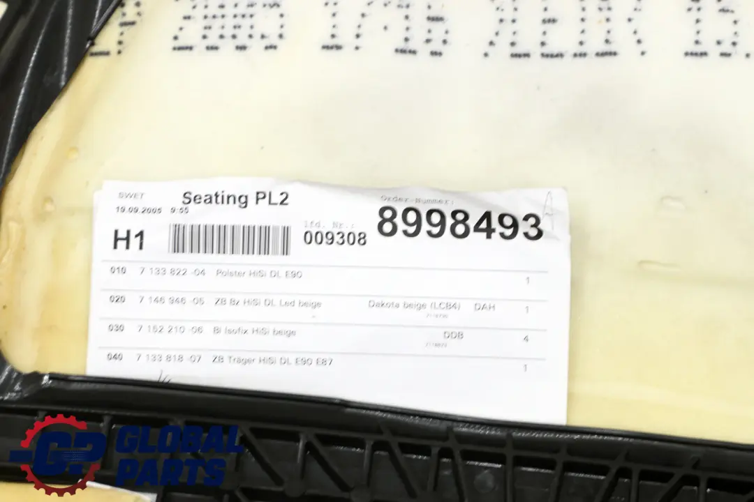 BMW E90 E91 Beige Cuero Asiento Trasero Sofá Banco Base - SKU 7146946 - Número de pieza 7146946
