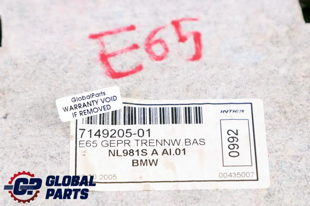 Tapicerka Wykładzina Bagażnika do BMW 7 E65 E66 o numerze 7149205 BMW 7 E65 E66 Tapicerka Wykładzina Bagażnika - SKU 7149205 - Numer Części 7149205