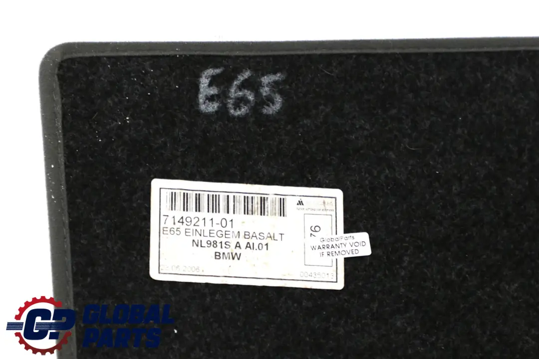 BMW 7 Series E65 E66 Boot Trunk Floor Trim Panel Mat Basaltgrau Grey - SKU 7149211 - Part number 7149211