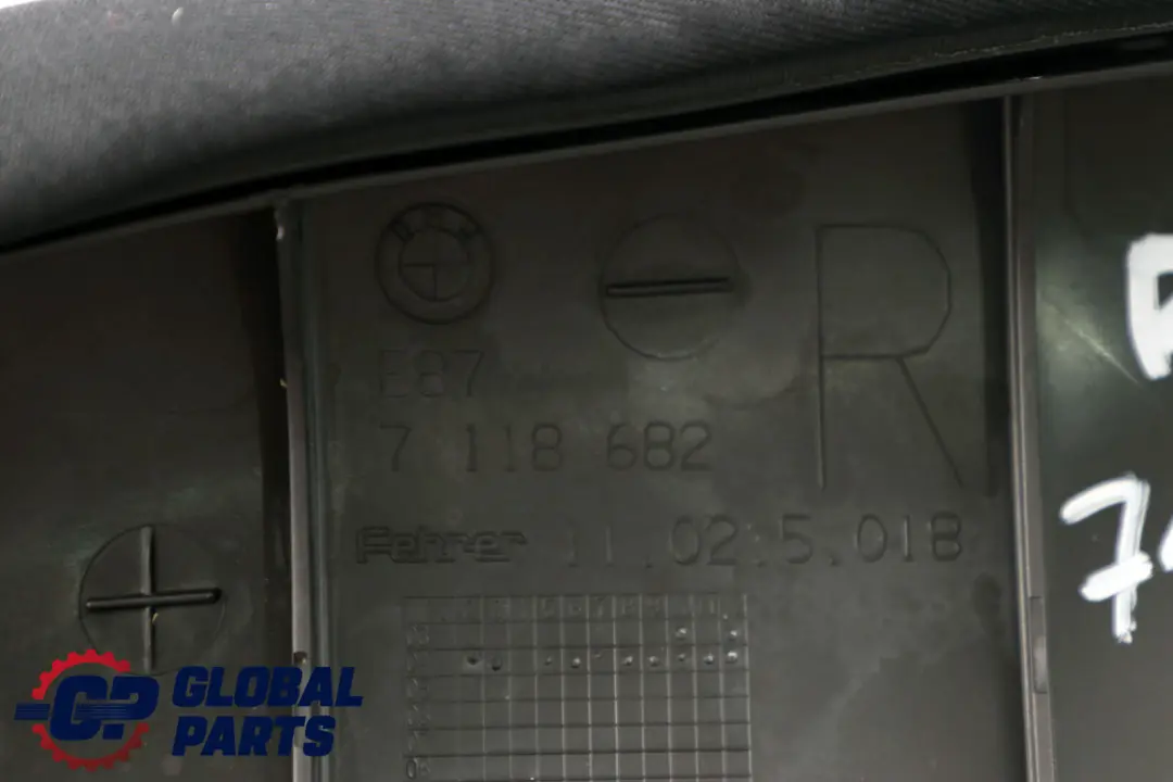 Back Seat Right O/S Side Lateral Trim Panel Anthracite to BMW 1 Series E87 Rear with Part number 7151656 BMW 1 Series E87 Rear Back Seat Right O/S Side Lateral Trim Panel Anthracite - SKU 7151656 - Part number 7151656