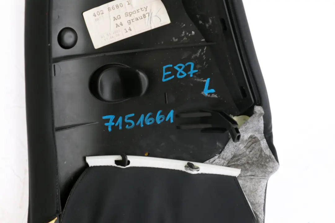 Back Seat Left N/S Side Lateral Trim Panel 7118681 to BMW 1 Series E87 Rear with Part number 7151661 BMW 1 Series E87 Rear Back Seat Left N/S Side Lateral Trim Panel 7118681 - SKU 7151661 - Part number 7151661