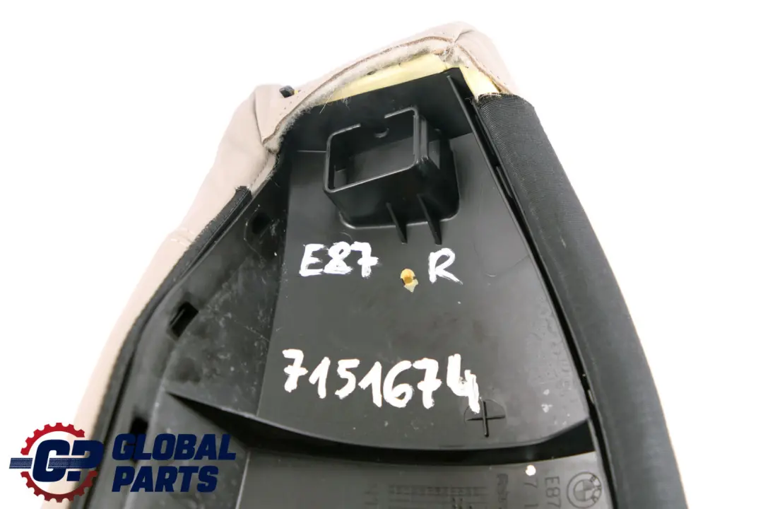 Side Finisher Corner Right O/S Leather Beige to BMW 1 Series E87 Rear Seat with Part number 7151674 BMW 1 Series E87 Rear Seat Side Finisher Corner Right O/S Leather Beige - SKU 7151674 - Part number 7151674