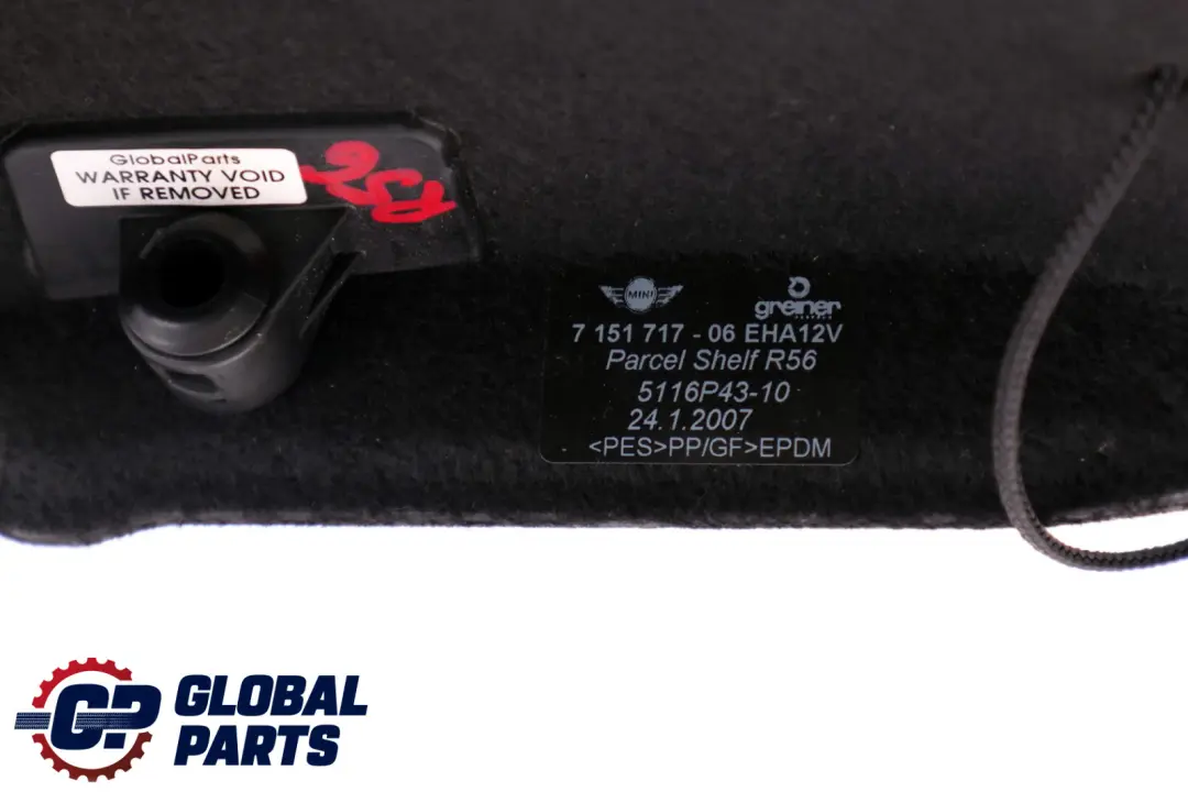 Mini R56 Rear Parcel Window Shelf Trim 4853511 - SKU 7151717 - Part number 7151717