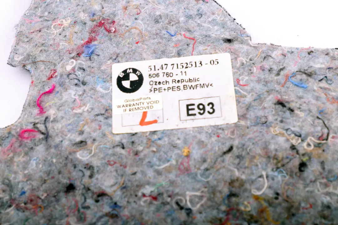 E93N LCI Cabrio Izolacja bagażnika lewy do BMW E93 o numerze 7152513 BMW E93 E93N LCI Cabrio Izolacja bagażnika lewy - SKU 7152513 - Numer Części 7152513