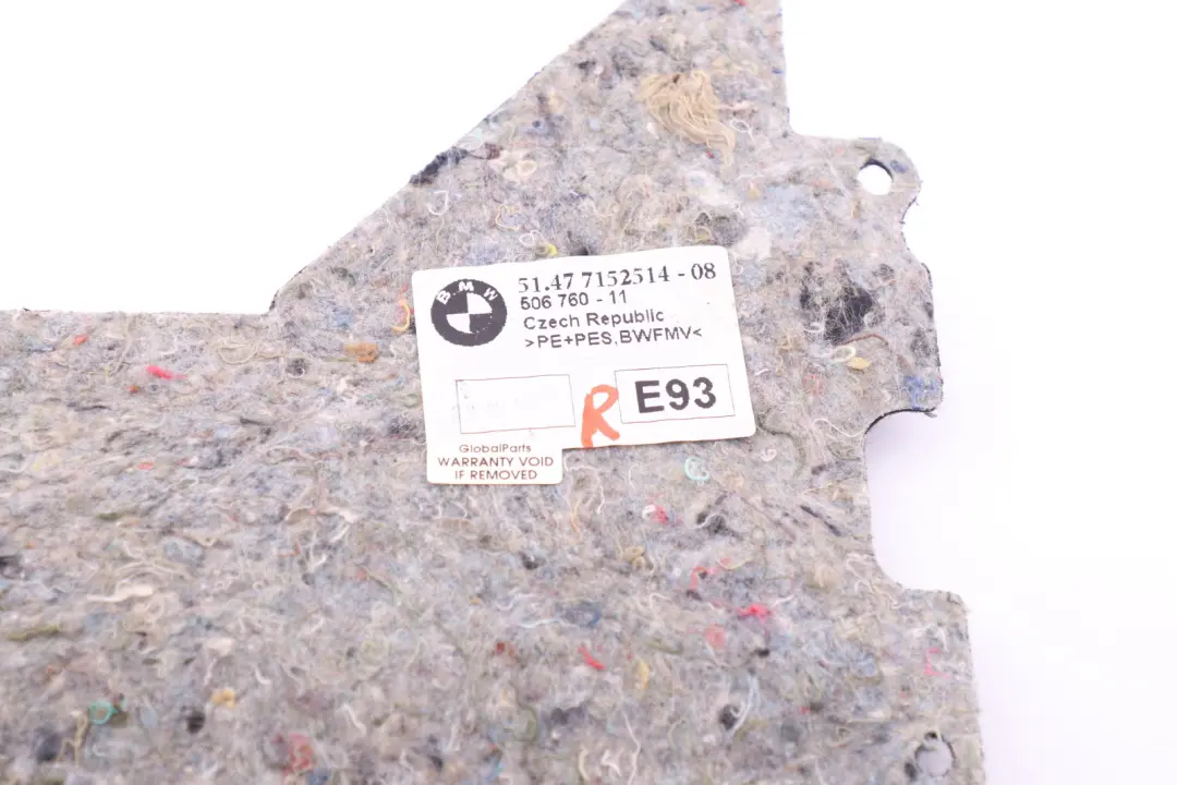 Wygłuszenie Izolacja Bagażnika Prawa do BMW E93 o numerze 7152514 BMW E93 Wygłuszenie Izolacja Bagażnika Prawa - SKU 7152514 - Numer Części 7152514