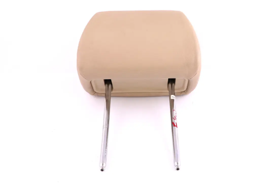 Front Seat Left Right N/O/S Leather Headrest Nasca Cream Beige to BMW 7 Series E65 with Part number 7153360 BMW 7 Series E65 Front Seat Left Right N/O/S Leather Headrest Nasca Cream Beige - SKU 7153360 - Part number 7153360