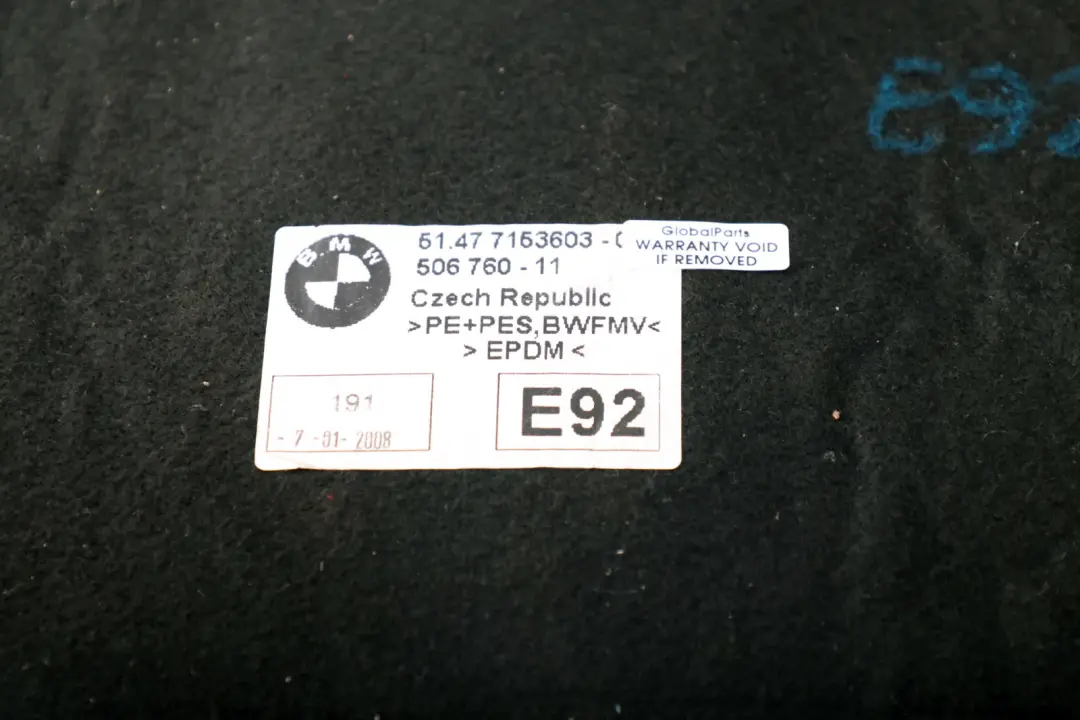 Wygłuszenie izolacja dywan podłogi do BMW E92 o numerze 7153603 BMW E92 Wygłuszenie izolacja dywan podłogi - SKU 7153603 - Numer Części 7153603