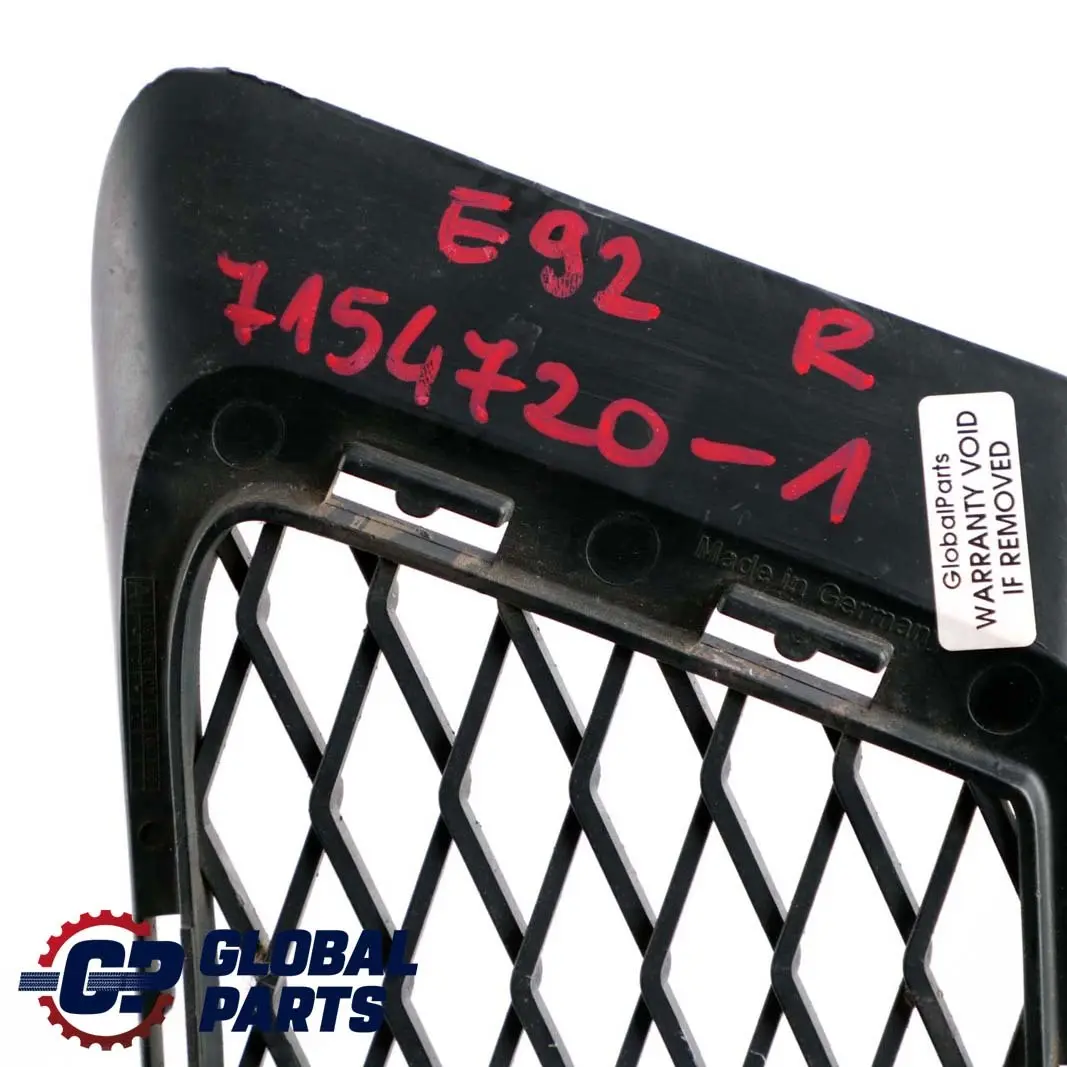 Front Bumper Fog Light Grid Grille Right O/S to BMW E92 E93 with Part number 7154720 BMW E92 E93 Front Bumper Fog Light Grid Grille Right O/S - SKU 7154720 - Part number 7154720