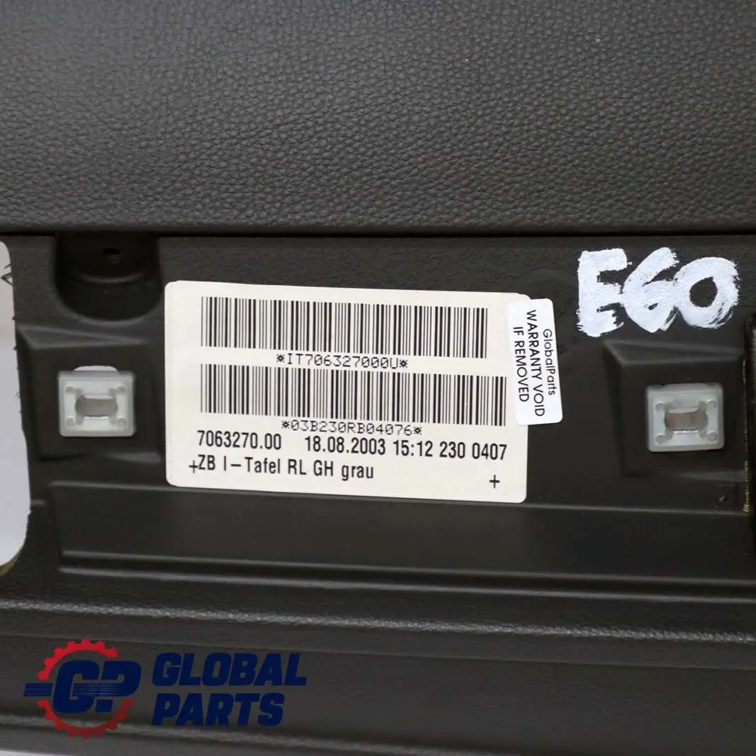 BMW 5 Series E60 E61 Dashboard Dash Trim Panel Black Grey Grau - SKU 7156292 - Part number 7156292