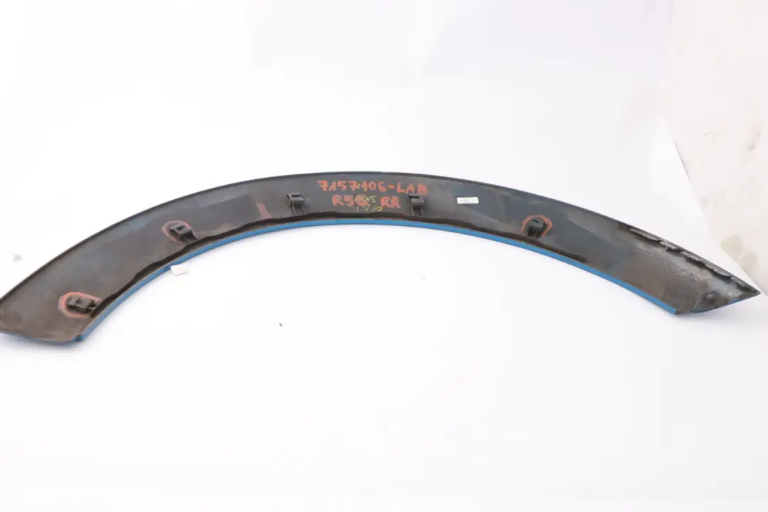 Right O/S Wheel Arch Trim Extension Flare Laser Blue to Mini R56 R57 Rear with Part number 7157106 Mini R56 R57 Rear Right O/S Wheel Arch Trim Extension Flare Laser Blue - SKU 7157106-LAB - Part number 7157106
