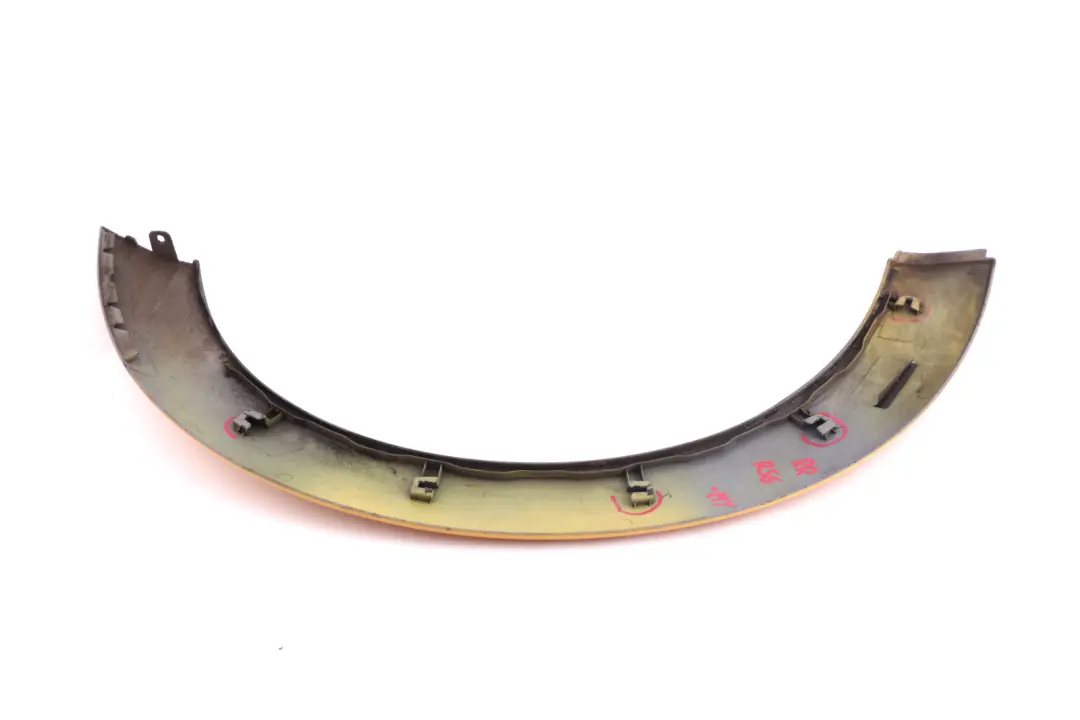Right O/S Wheel Arch Trim Extension Flare Mellow Yellow to Mini R56 R57 Rear with Part number 7157106 Mini R56 R57 Rear Right O/S Wheel Arch Trim Extension Flare Mellow Yellow - SKU 7157106-MY - Part number 7157106