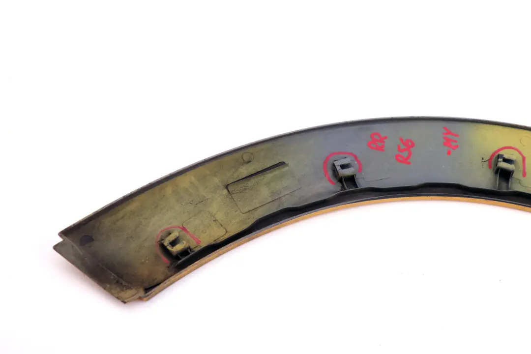 Right O/S Wheel Arch Trim Extension Flare Mellow Yellow to Mini R56 R57 Rear with Part number 7157106 Mini R56 R57 Rear Right O/S Wheel Arch Trim Extension Flare Mellow Yellow - SKU 7157106-MY - Part number 7157106