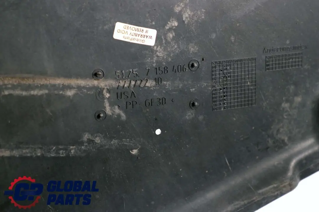 BMW X5 X6 Series E70 E71 Under Body Floor Fuel Tank Cover Right O/S - SKU 7158406 - Part number 7158406