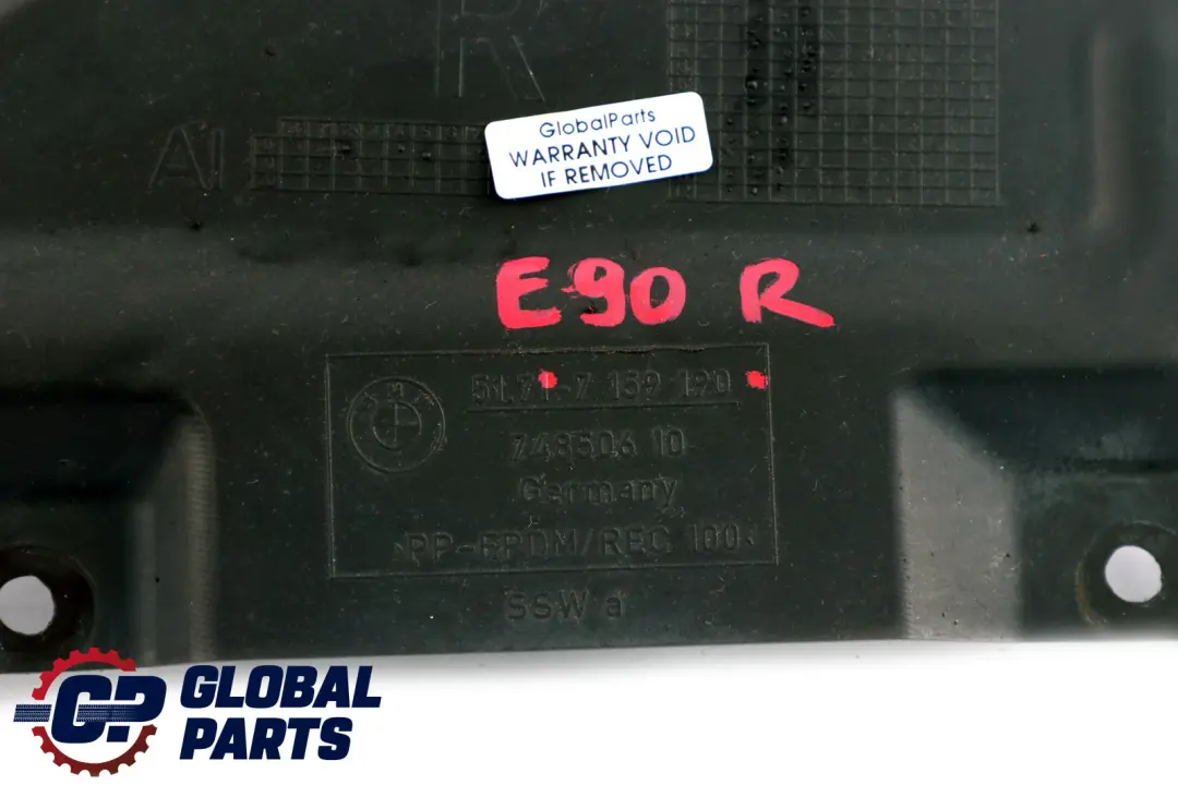 BMW 3 Series E90 E91 E92 Cover Front Wheel Splash Guard Reinforcement Right O/S - SKU 7159190 - Part number 7159190