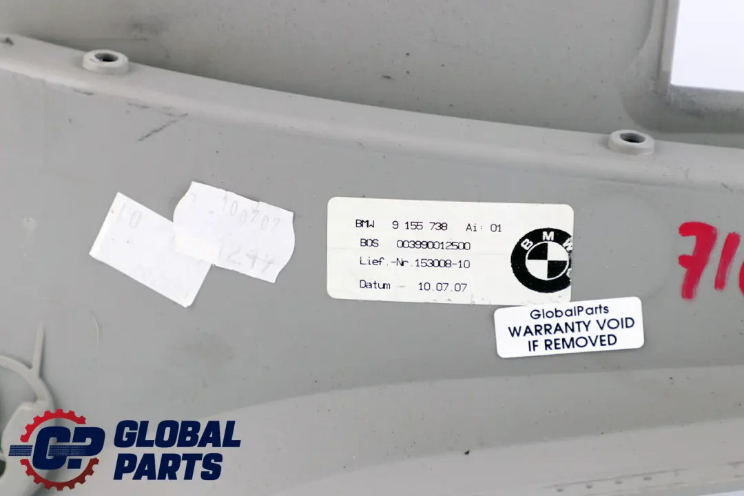 Tapa De umbral De puerta Columna trasera Gris Grau Derecha para BMW E91 E91N LCI con número de pieza 9151706 BMW E91 E91N LCI Tapa De umbral De puerta Columna trasera Gris Grau Derecha - SKU 7160678 - Número de pieza 9151706