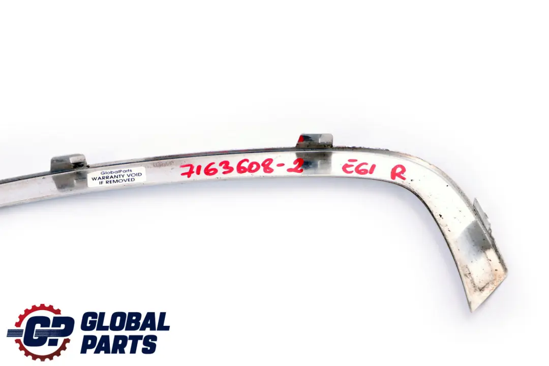Trasera Derecha Lado Ventana Acabado Trim Cromo para BMW E61 Touring con número de pieza 7163608 BMW E61 Touring Trasera Derecha Lado Ventana Acabado Trim Cromo - SKU 7163608-2 - Número de pieza 7163608