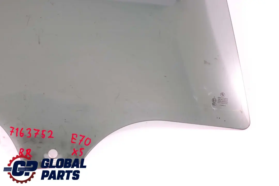 BMW X5 E70 Rear Right O/S Door Side Black Window Glass AS3 - SKU 7163752 - Part number 7163752