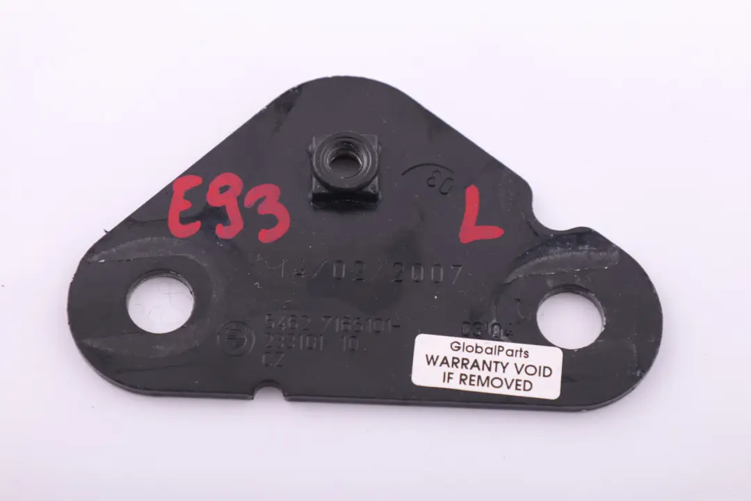Rollover Protection Left Mounting Plate N/S to BMW 3 Series E93 Convertible Hardtop with Part number 7165101 BMW 3 Series E93 Convertible Hardtop Rollover Protection Left Mounting Plate N/S - SKU 7165101 - Part number 7165101