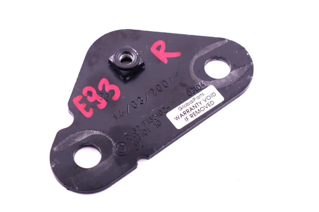 Rollover Protection Right Mount Plate O/S to BMW 3 Series E93 Convertible Hardtop with Part number 7165102 BMW 3 Series E93 Convertible Hardtop Rollover Protection Right Mount Plate O/S - SKU 7165102 - Part number 7165102