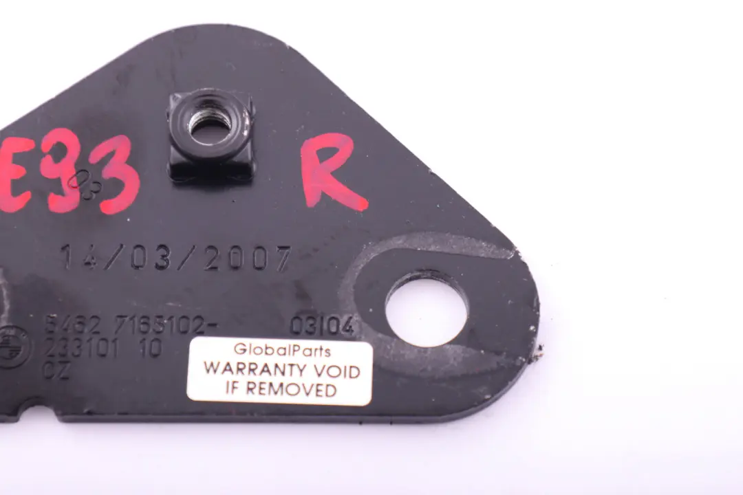 Rollover Protection Right Mount Plate O/S to BMW 3 Series E93 Convertible Hardtop with Part number 7165102 BMW 3 Series E93 Convertible Hardtop Rollover Protection Right Mount Plate O/S - SKU 7165102 - Part number 7165102