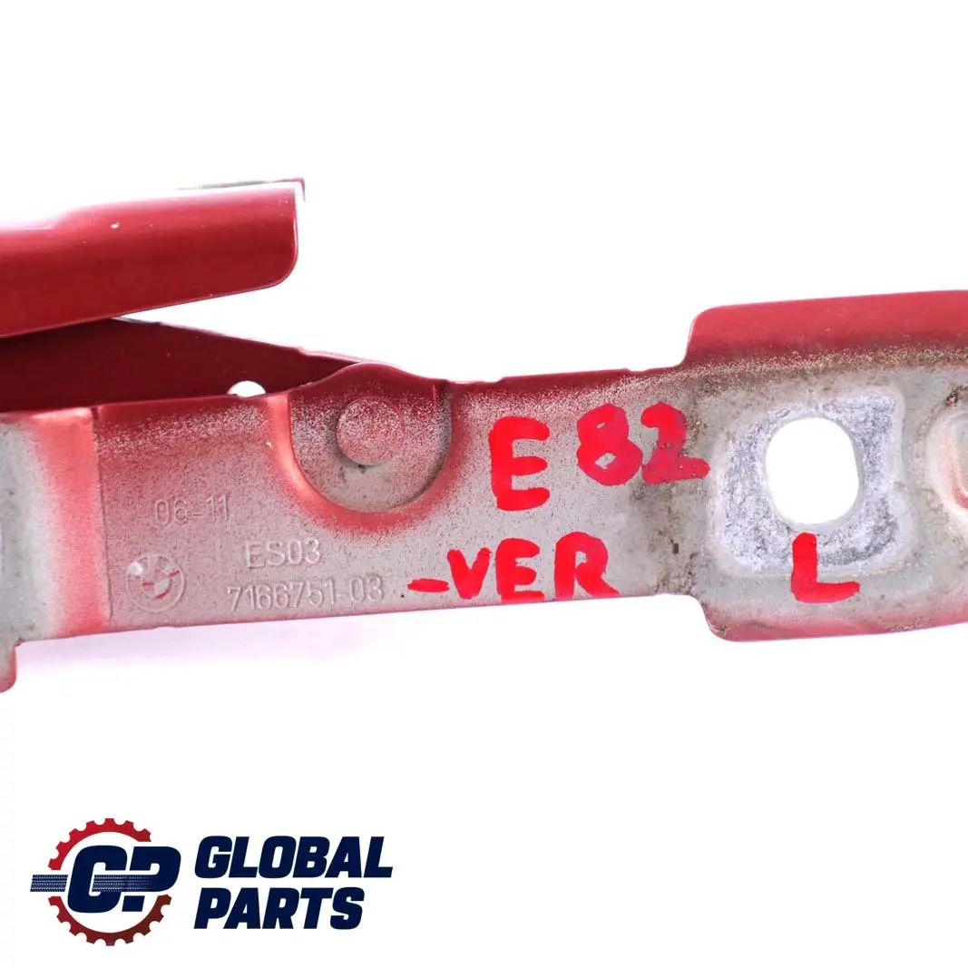 Scharnier Heckklappe Links Vermilionrot Metallic Rod für BMW 1 er E82 E88 mit Teilenummer 7166751 BMW 1 er E82 E88 Scharnier Heckklappe Links Vermilionrot Metallic Rod - SKU 7166751-VER - Teilenummer 7166751