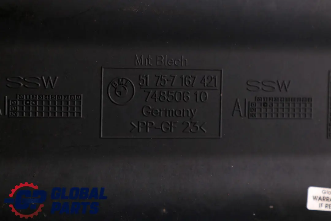 BMW 1 3 Series E81 E87N E90 E91 E92 E93 LCI Underfloor Coating Center - SKU 7167421 - Part number 51757167421