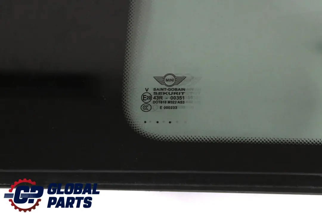 Mini R55 Cuarto Ventana Lateral Vidrio Tintado Negro Trasero Izquierdo AS3 - SKU 7167475 - Número de pieza 7167475