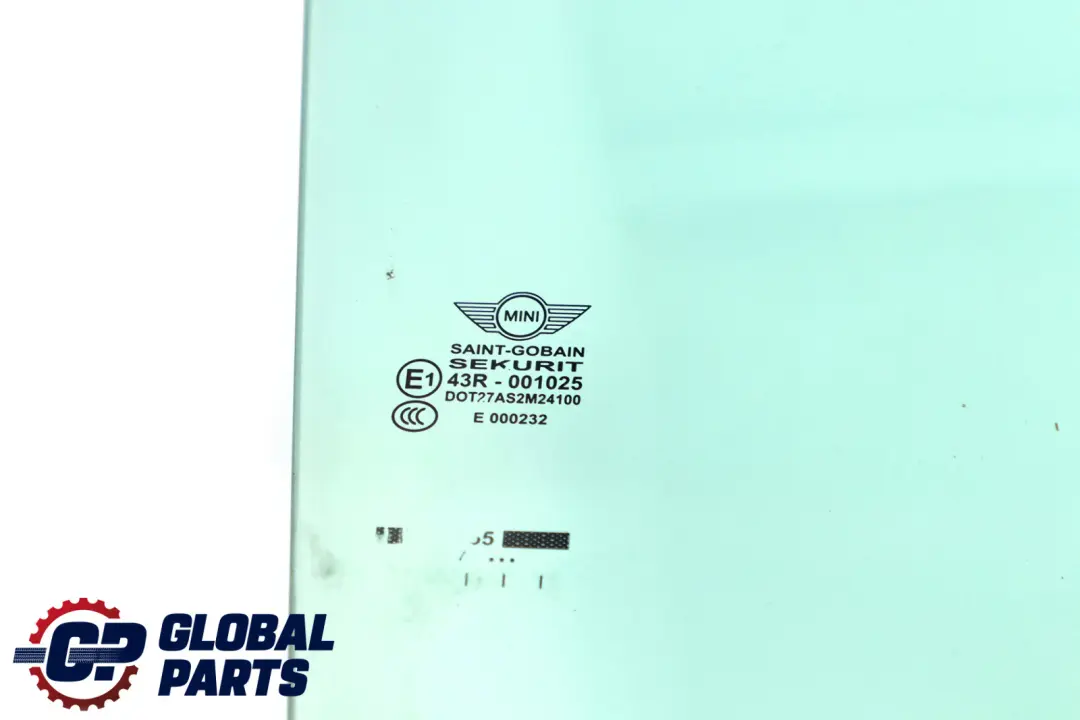 MINI Clubman R55 Cooper One Anteriore Destra Lato Guida Finestrino Porta Vetro - SKU 7168064 - Numero di parte 7168064