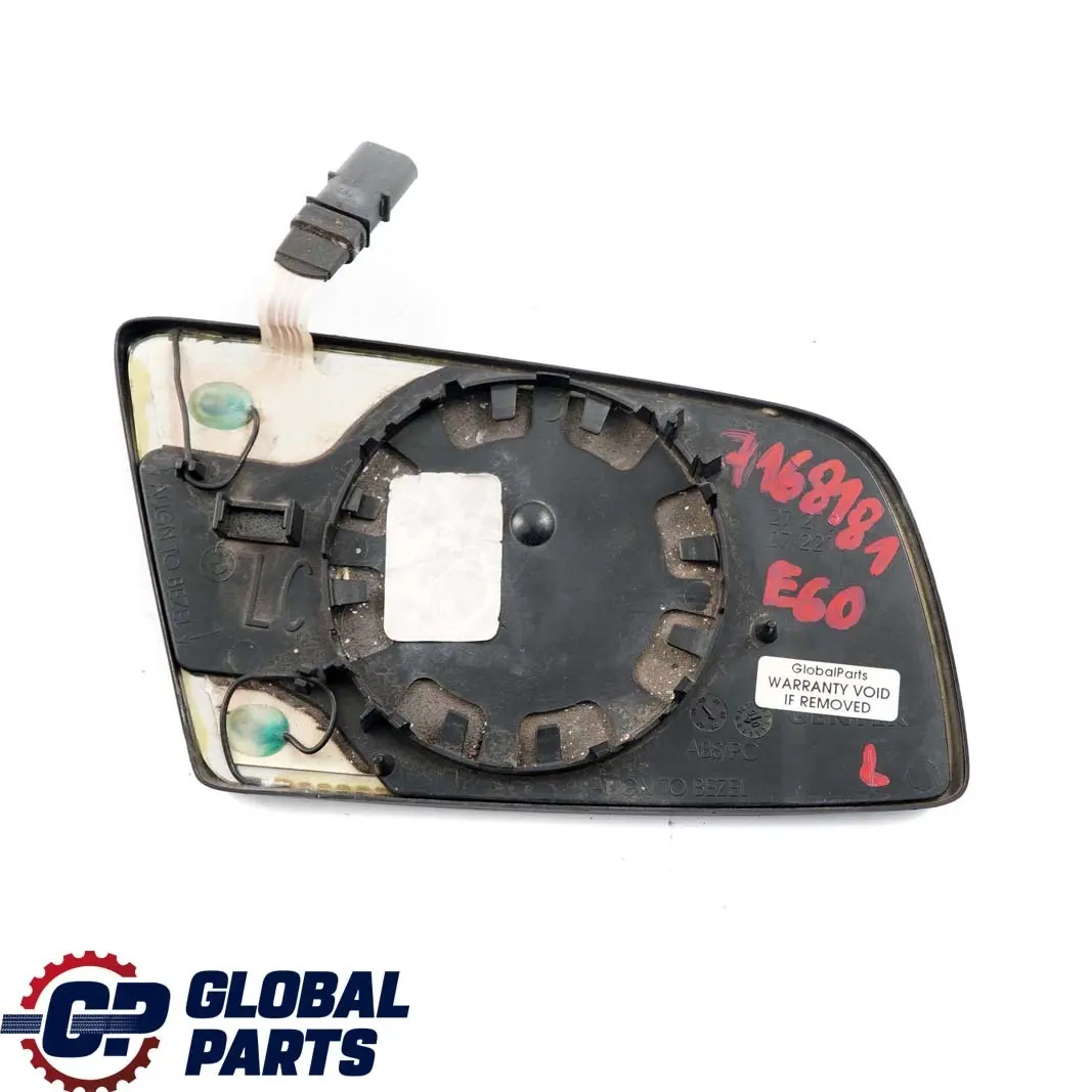 BMW 5 6 Series E60 E61 E63 Left N/S Mirror Glass Heated Auto Dip Wide Angle - SKU 7168181 - Part number 7168181