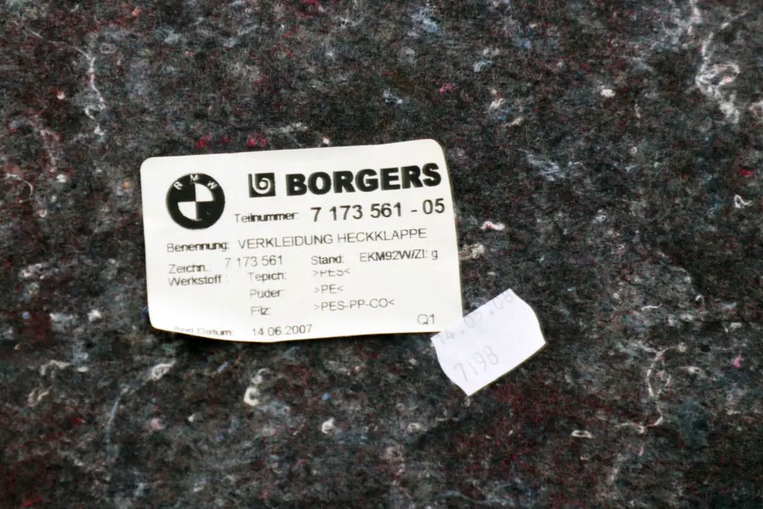 Coup? Bagagliaio Portellone Posteriore Interno per BMW E82 E88 con numero di parte 51497173561 BMW E82 E88 Coup? Bagagliaio Portellone Posteriore Interno - SKU 7173561 - Numero di parte 51497173561