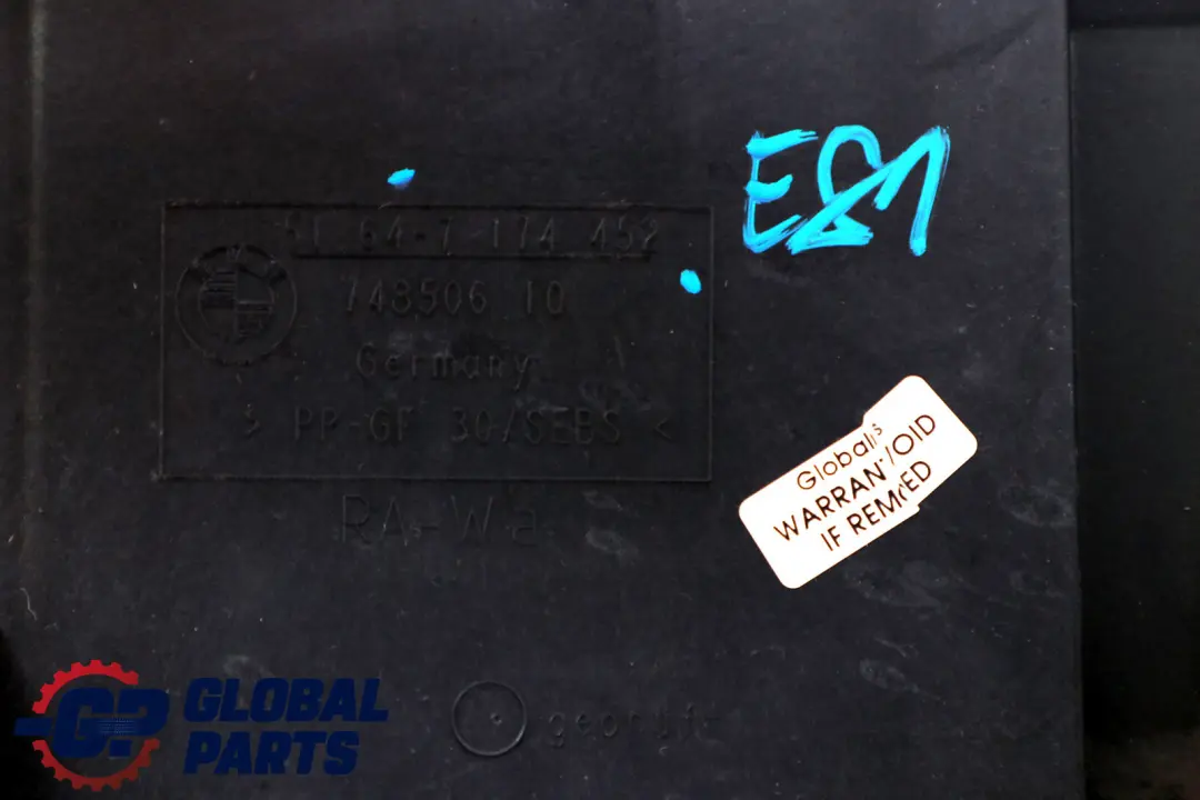 Conducto Sistema aletas refrigeración inferior delantera para BMW E81 E87N con número de pieza 7174452 BMW E81 E87N Conducto Sistema aletas refrigeración inferior delantera - SKU 7174452 - Número de pieza 7174452