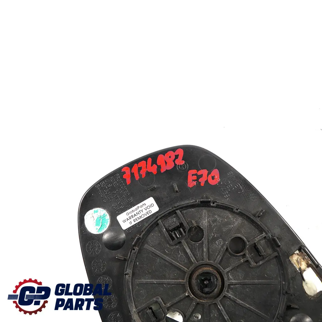 Right O/S Wing Mirror Glass Heated Wide Angle Auto Dip to BMW X5 X6 E71 E70 with Part number 7174982 BMW X5 X6 E71 E70 Right O/S Wing Mirror Glass Heated Wide Angle Auto Dip - SKU 7174982 - Part number 7174982