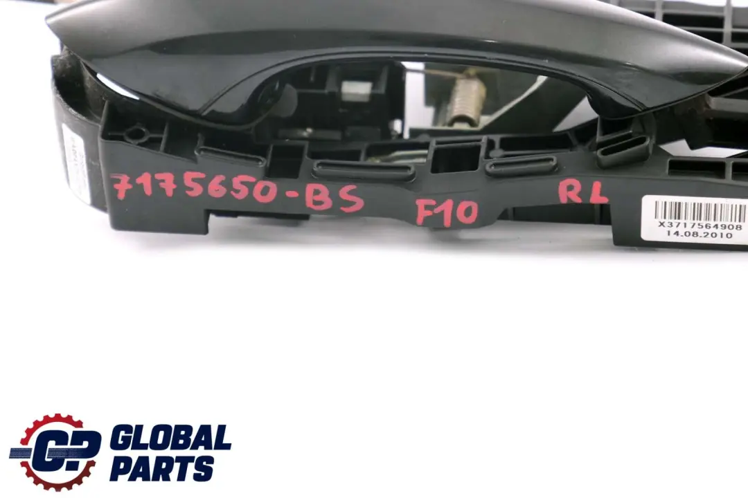 Outside Door Handle Rear Left N/S Black Sapphire to BMW 5 6 Series F10 F11 F12 with Part number 7175649 BMW 5 6 Series F10 F11 F12 Outside Door Handle Rear Left N/S Black Sapphire - SKU 7175649-BS - Part number 7175649