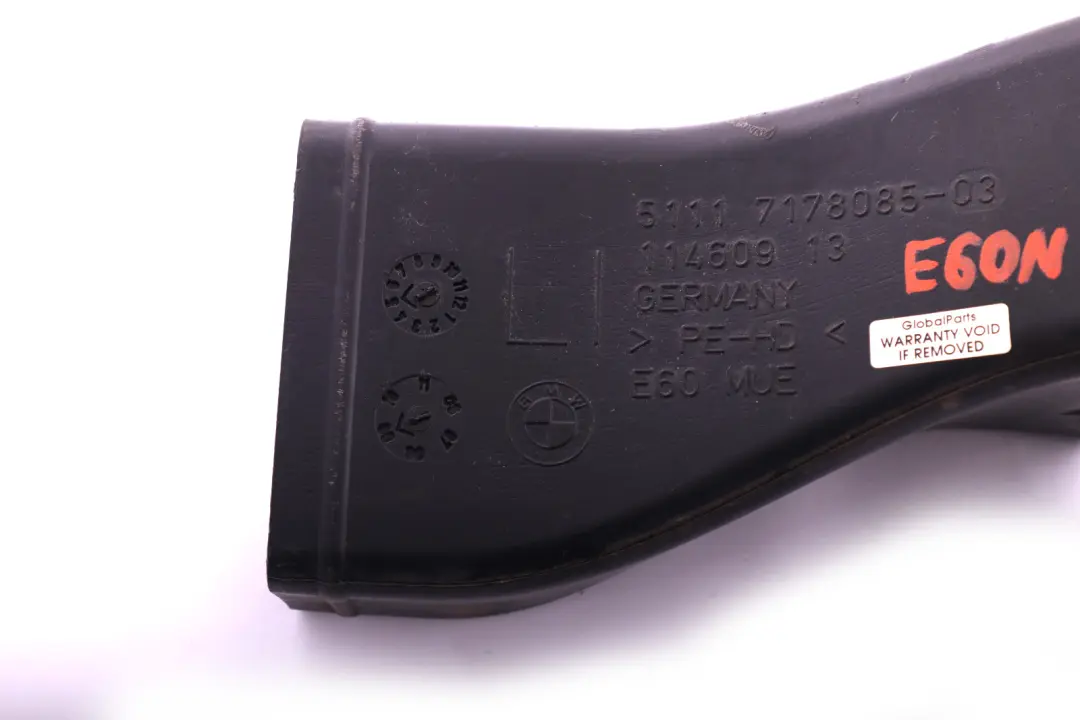 Aerodynamic Bumper Brake Air Duct Left Front N/S to BMW E60 E61 LCI with Part number 7178085 BMW E60 E61 LCI Aerodynamic Bumper Brake Air Duct Left Front N/S - SKU 7178085 - Part number 7178085