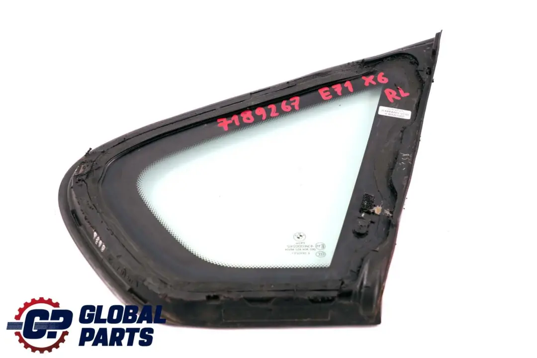 BMW X6 Series E71 Green Side Window Rear Left With Gasket N/S AS2 - SKU 7189267 - Part number 7189267