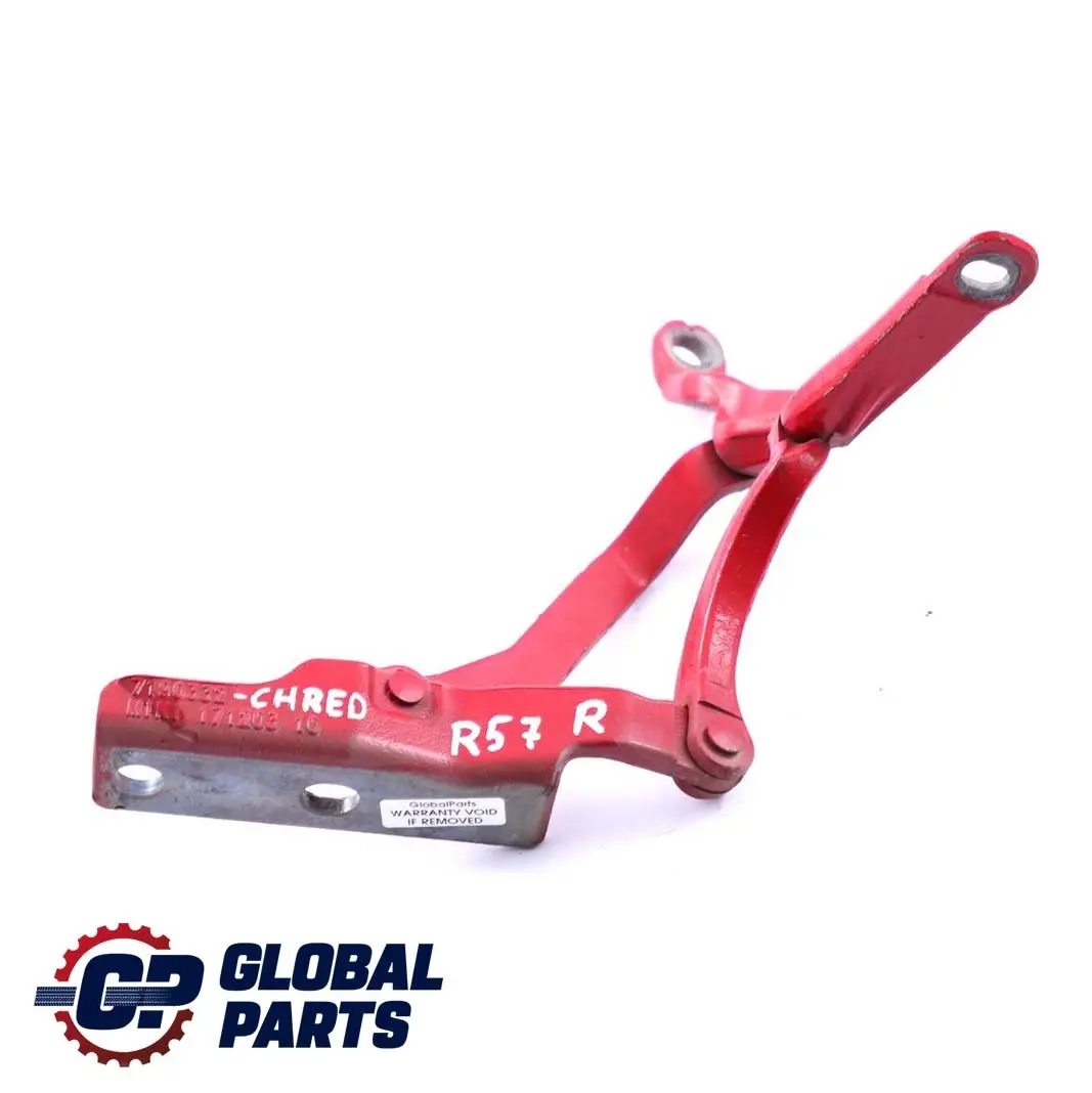 Derecho Boot Trunk Tailgate Hinge Chili Red 851 para Mini Cooper Cabrio R57 con número de pieza 7190332 Mini Cooper Cabrio R57 Derecho Boot Trunk Tailgate Hinge Chili Red 851 - SKU 7190332-CHRED - Número de pieza 7190332
