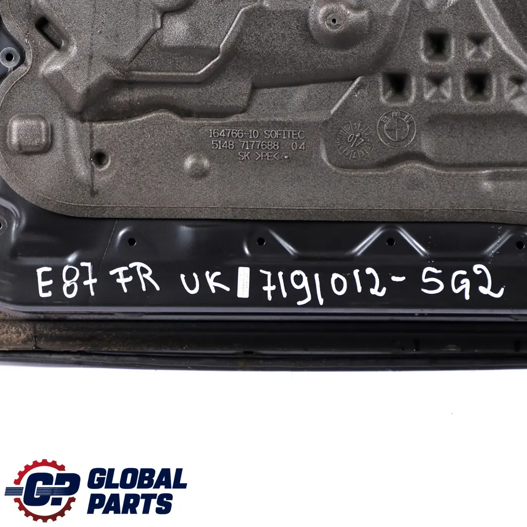 Door Front Right O/S Sparkling Graphite Metallic - A22 to BMW 1 Series E87 4 with Part number 7191012 BMW 1 Series E87 4 Door Front Right O/S Sparkling Graphite Metallic - A22 - SKU 7191012-SG4 - Part number 7191012