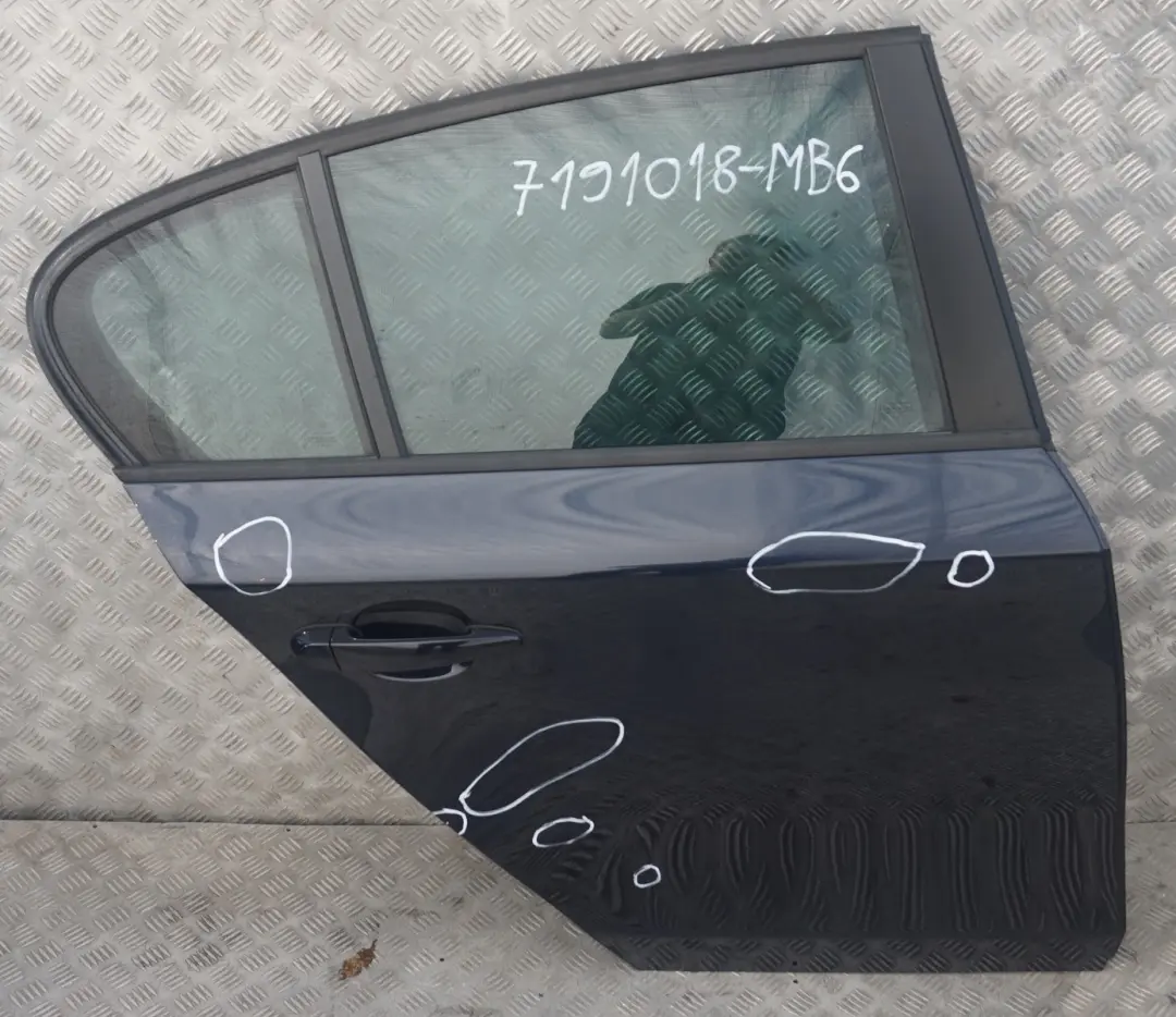 Door Rear Right O/S Monacoblau Blue Metallic - A35 to BMW 1 SERIES 6 E87 E87N with Part number 7191018 BMW 1 SERIES 6 E87 E87N Door Rear Right O/S Monacoblau Blue Metallic - A35 - SKU 7191018-MB6 - Part number 7191018