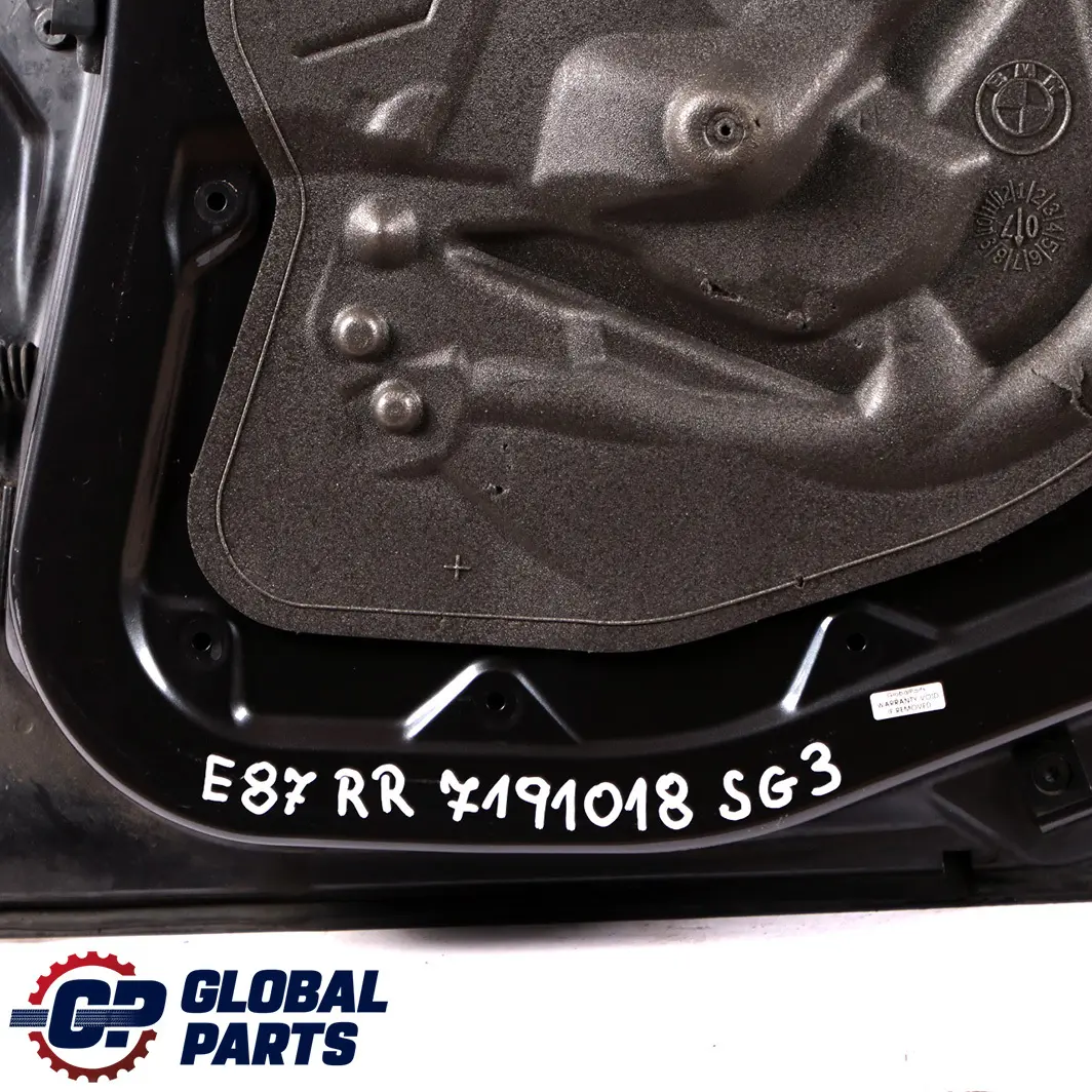 Door Rear Right O/S Sparkling Graphite Metallic - A22 to BMW 1 Series E87 3 with Part number 7191018 BMW 1 Series E87 3 Door Rear Right O/S Sparkling Graphite Metallic - A22 - SKU 7191018-SG3 - Part number 7191018