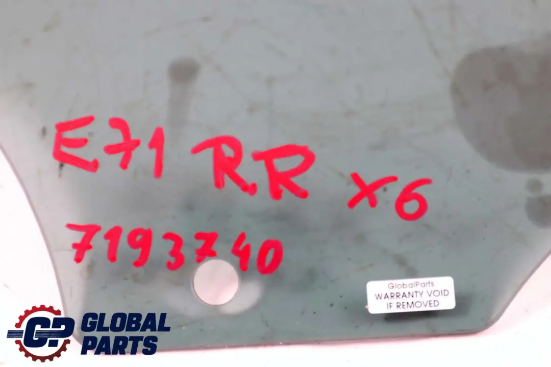 BMW X6 E71 Puerta Trasera Derecha Cristal Negro AS3 - SKU 7193740 - Número de pieza 7193740