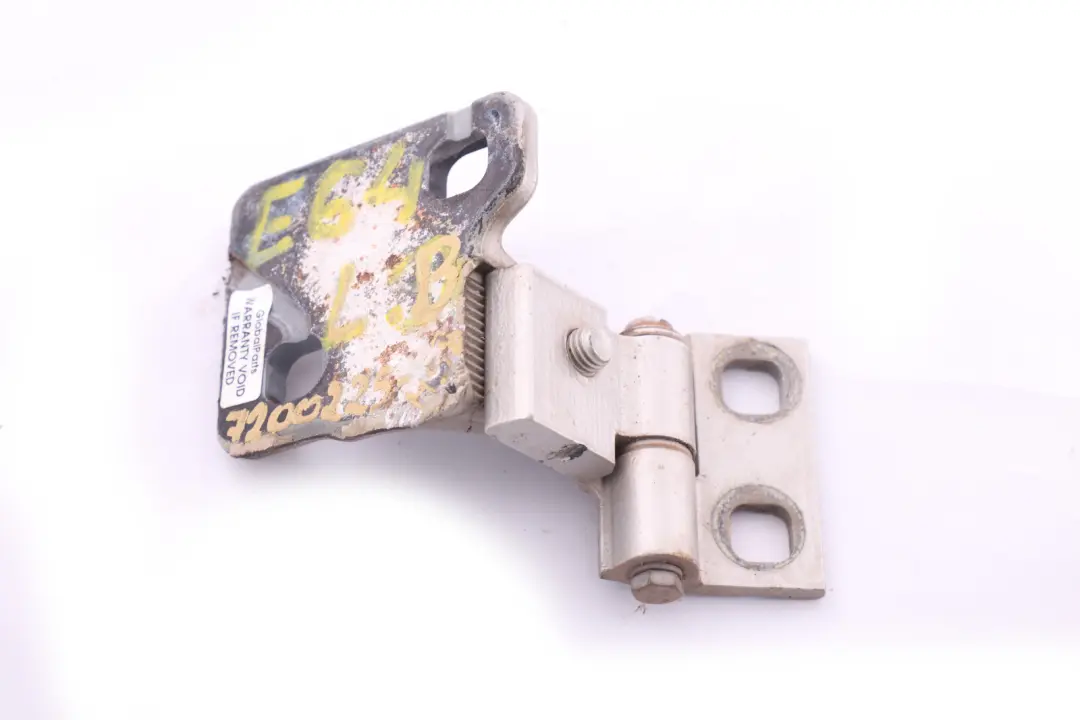 Door Hinge Bottom Left N/S Mineralsilber Silver 7072667 to BMW 6 Series E63 E64 with Part number 7200225 BMW 6 Series E63 E64 Door Hinge Bottom Left N/S Mineralsilber Silver 7072667 - SKU 7200225-MSB - Part number 7200225